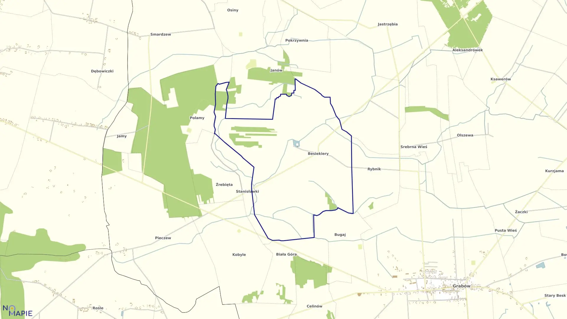 Mapa obrębu BESIEKIERY gmina Grabów
