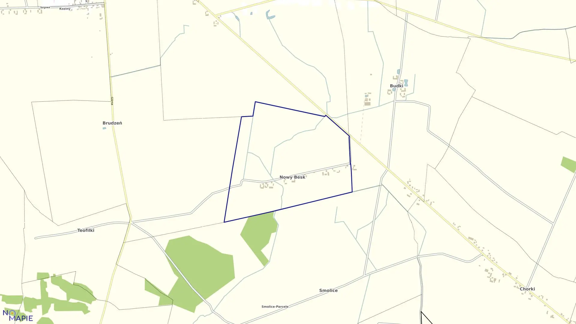 Mapa obrębu BESK NOWY gmina Grabów