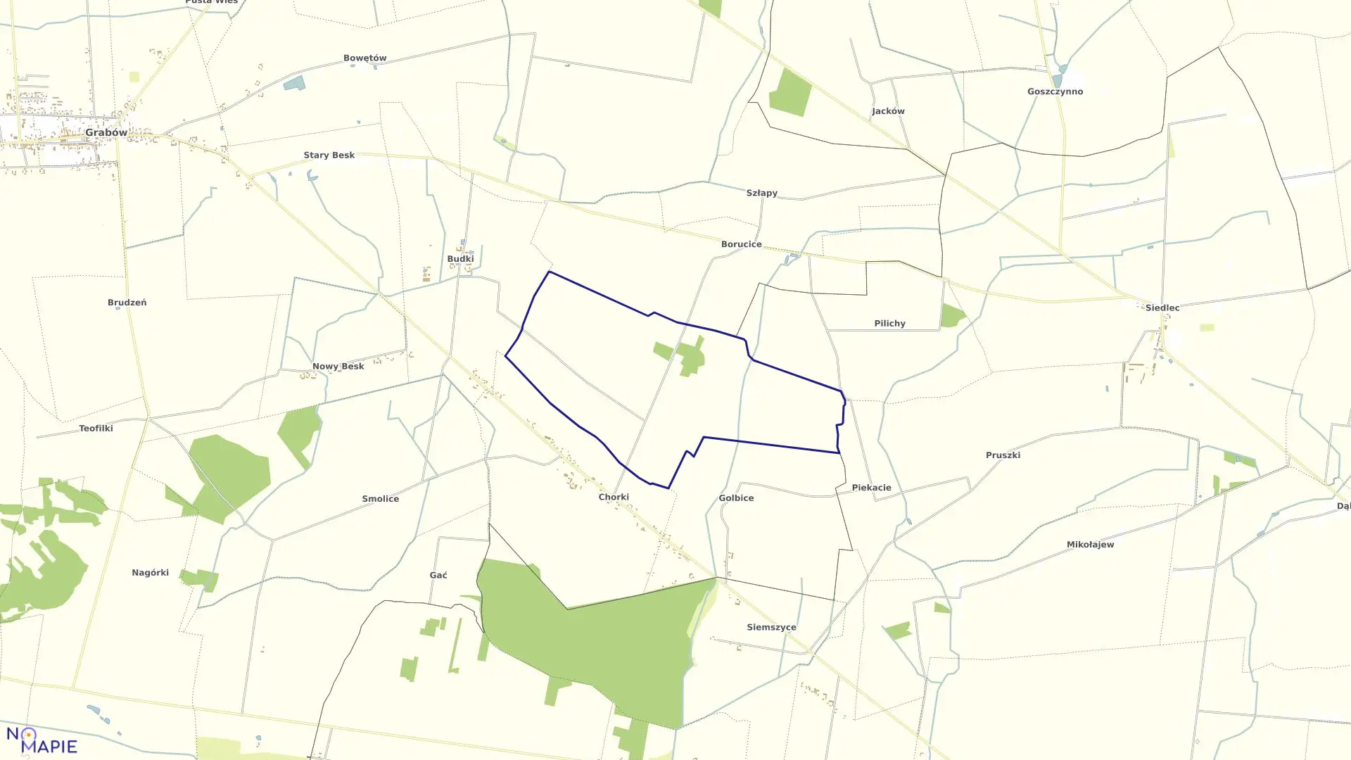 Mapa obrębu BORÓW gmina Grabów