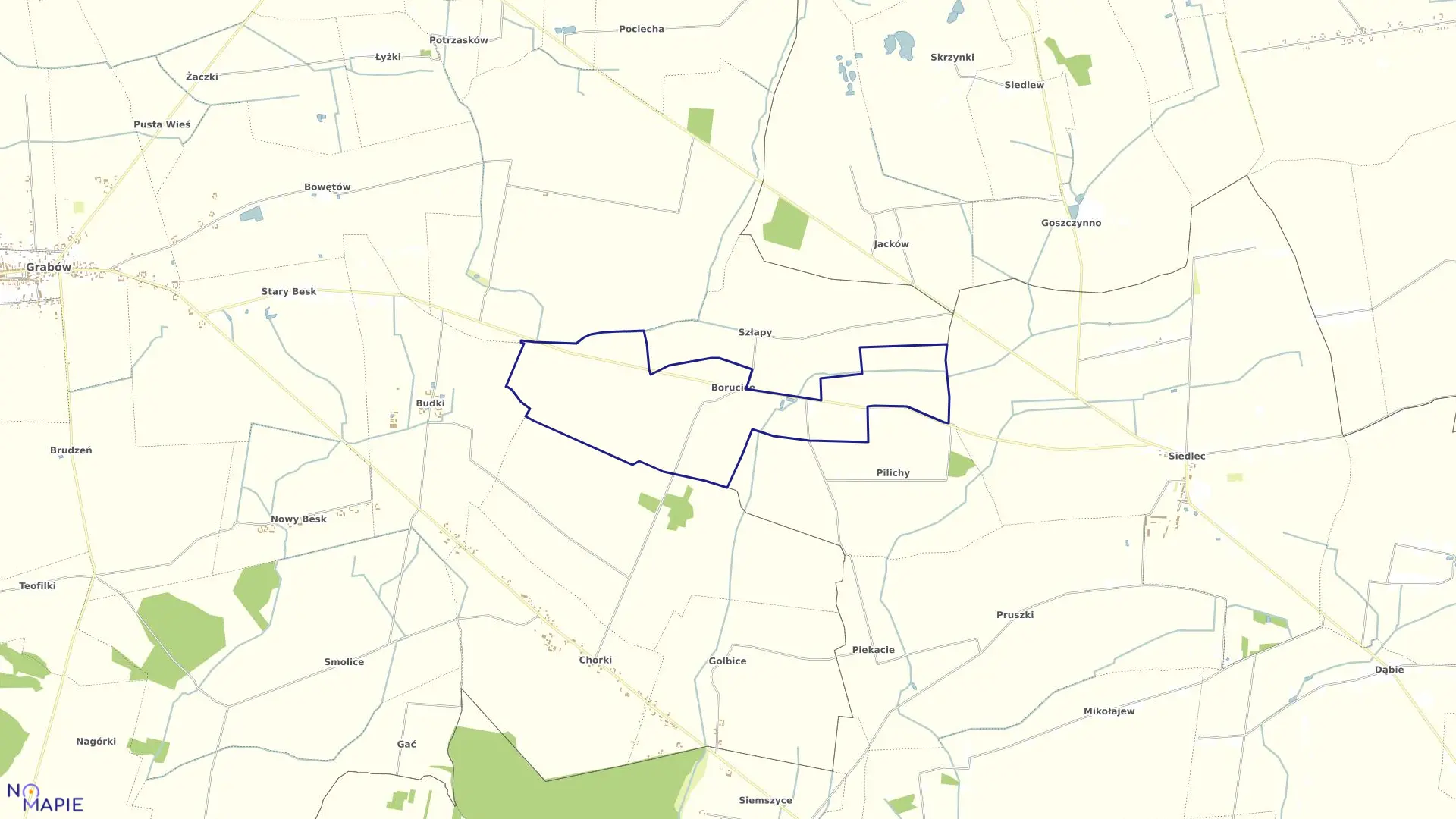 Mapa obrębu BORUCICE gmina Grabów