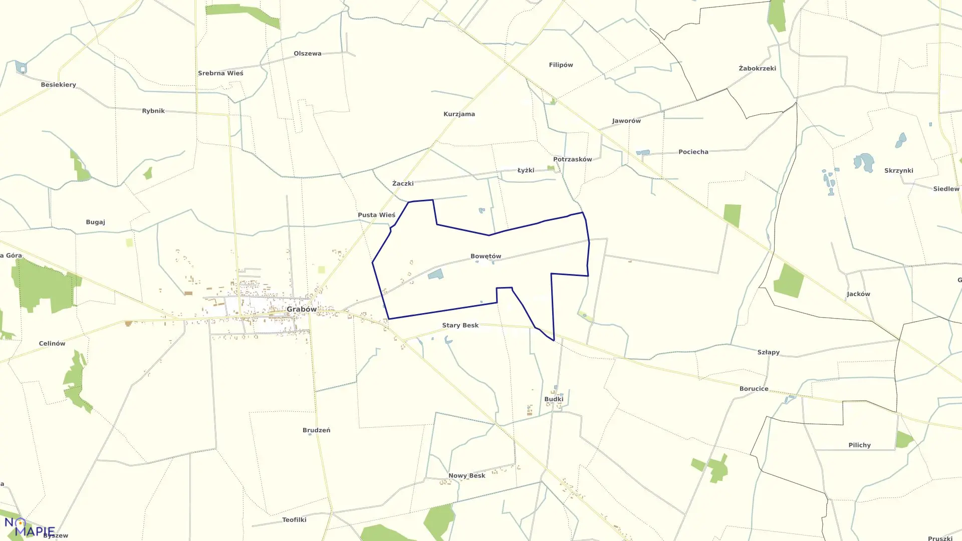 Mapa obrębu BOWĘTÓW-KLINY-CZAJKI-ŻALE gmina Grabów