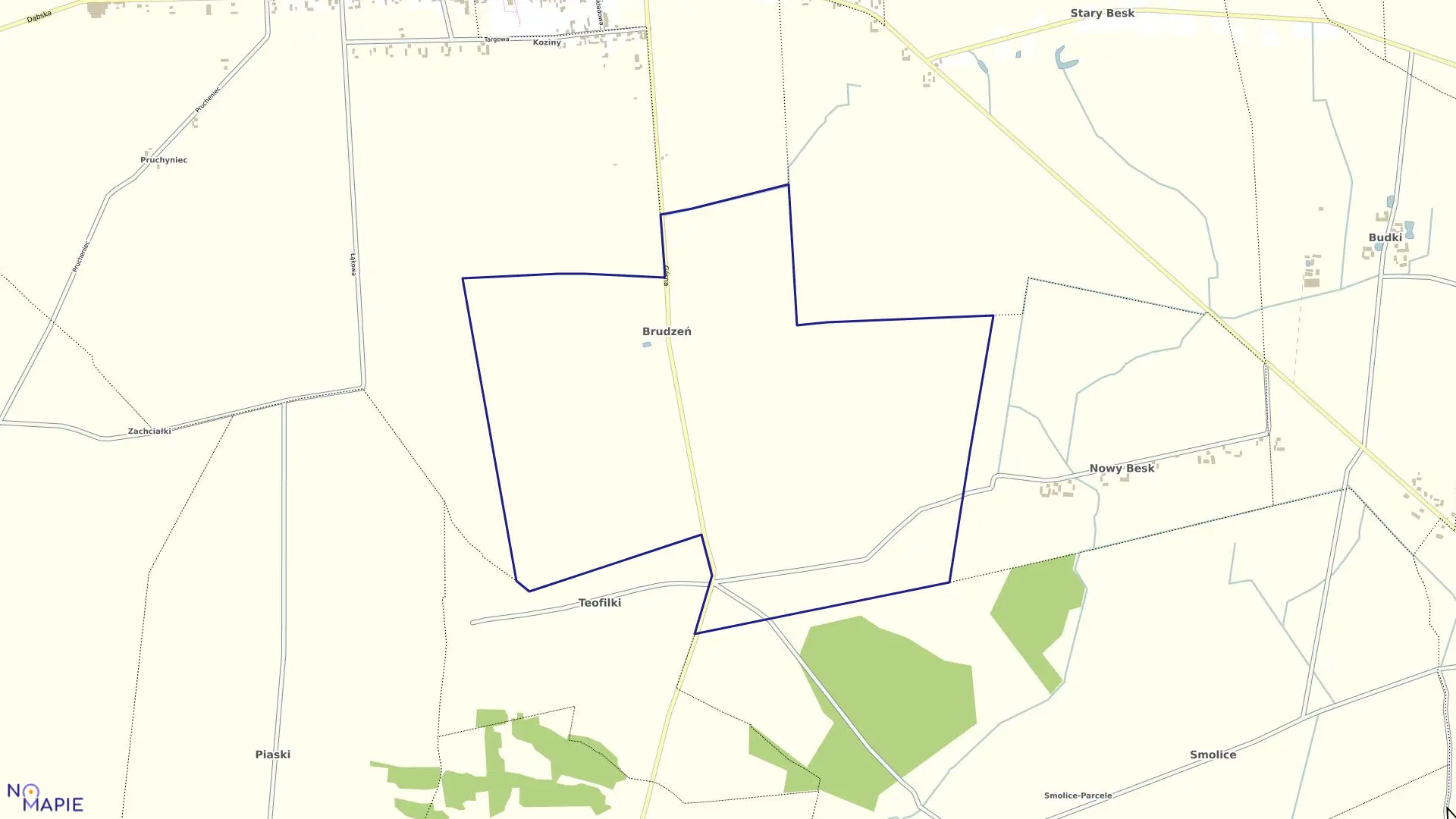 Mapa obrębu BRUDZEŃ gmina Grabów