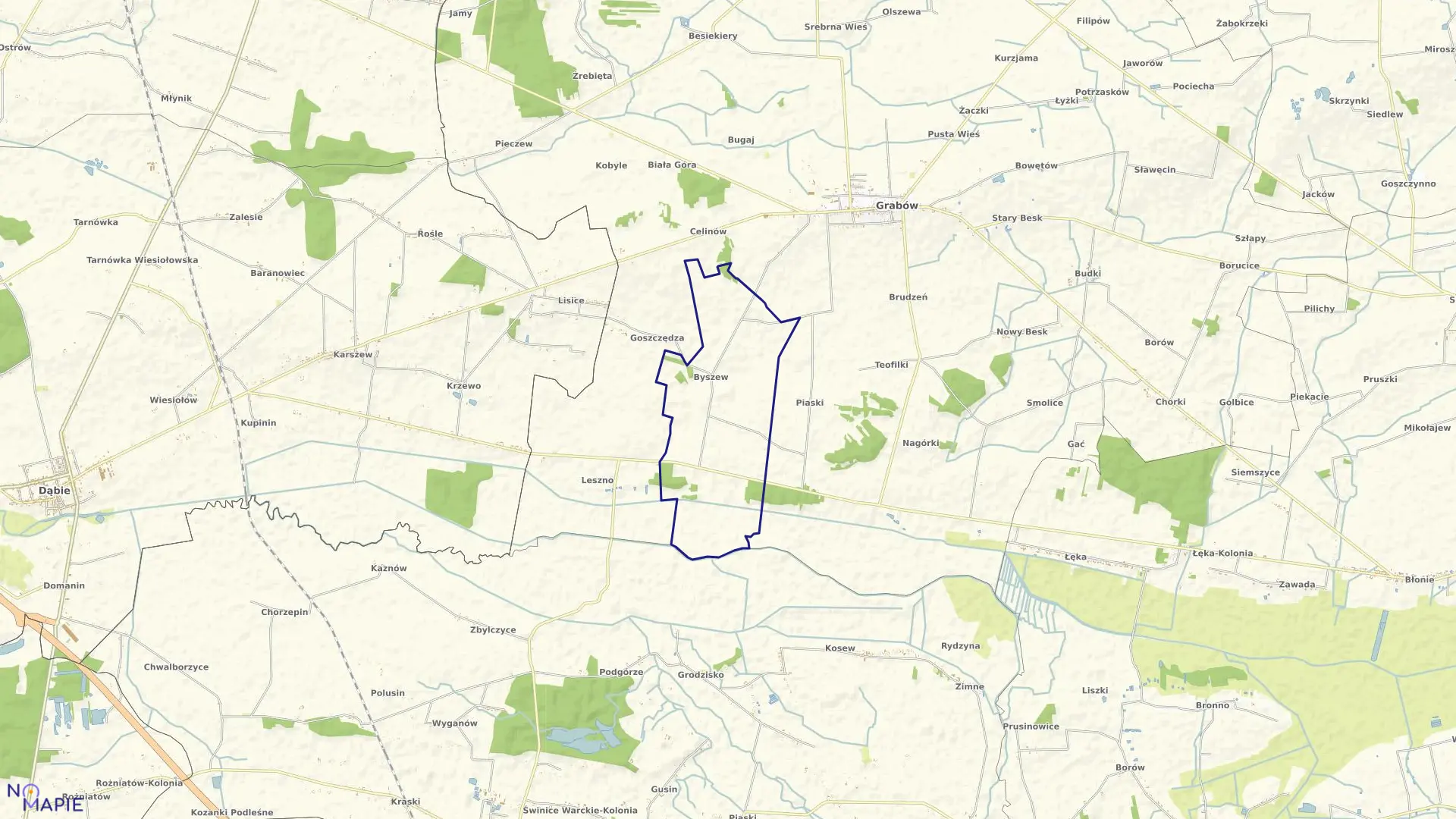 Mapa obrębu BYSZEW GRABOWSKI gmina Grabów