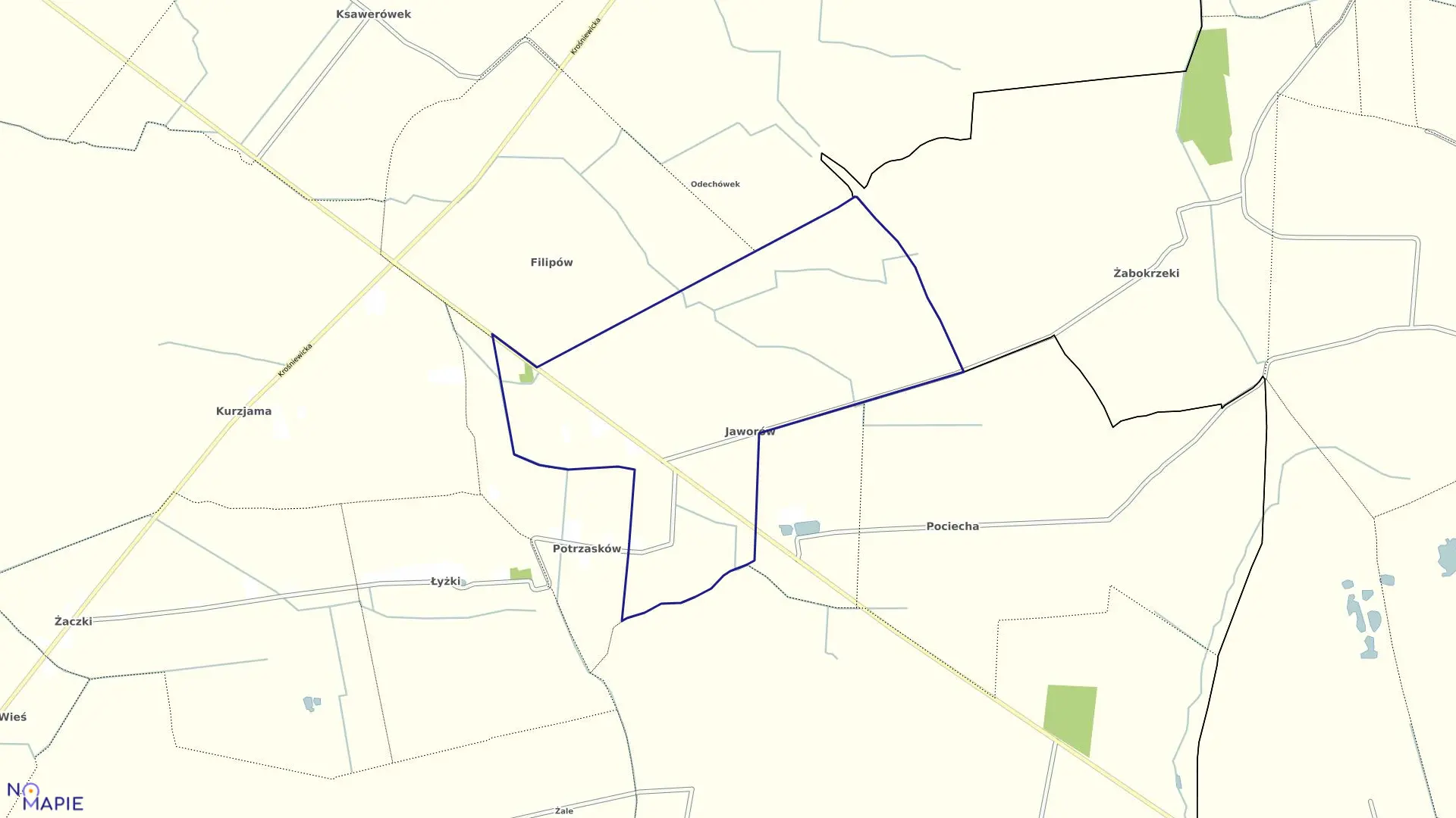 Mapa obrębu JAWORÓW gmina Grabów