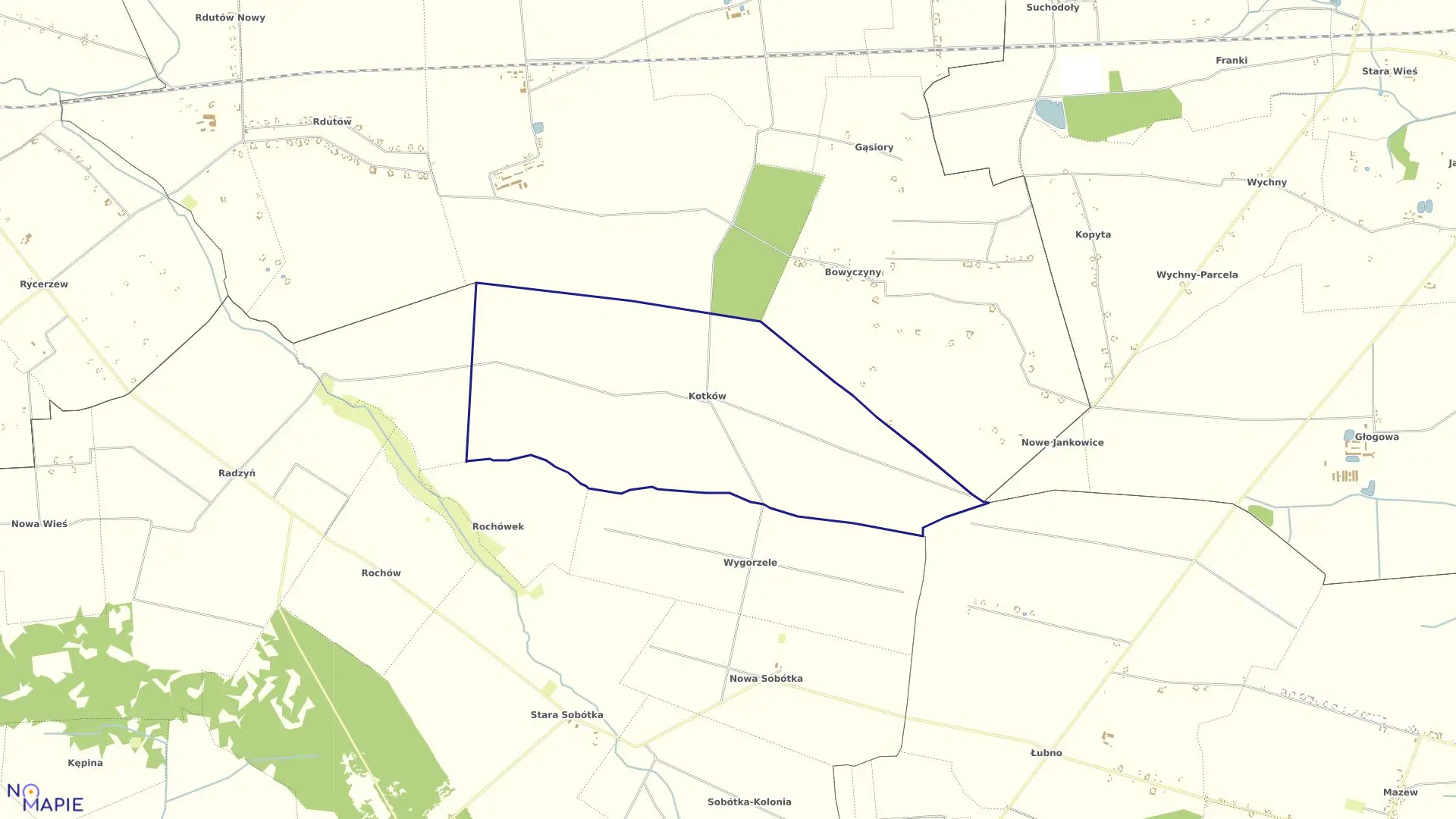 Mapa obrębu KOTKÓW gmina Grabów